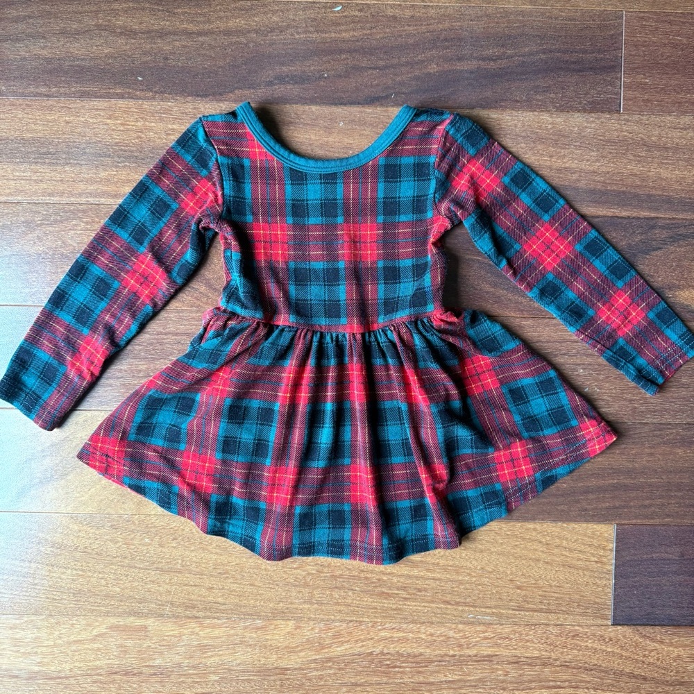 Little Sleepies Play Green and Red Plaid Dress